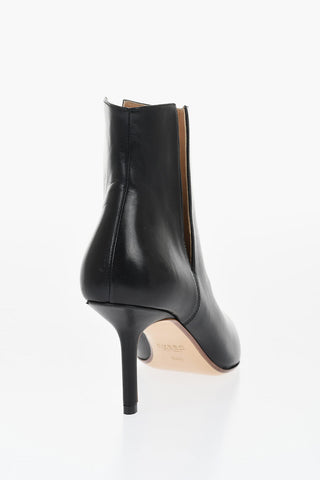 Leather Bootied With Cutout Heel 7 cm