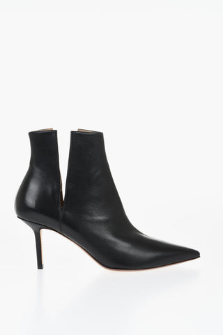Leather Bootied With Cutout Heel 7 cm