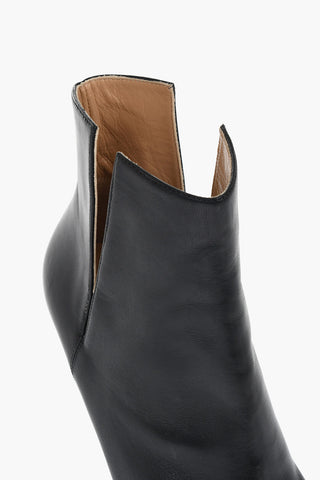 Leather Bootied With Cutout Heel 7 cm