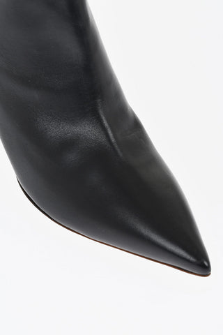 Leather Bootied With Cutout Heel 7 cm