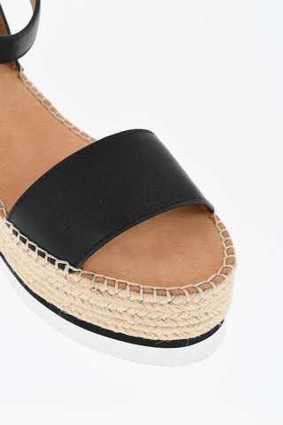 Sandali In Pelle Con Zeppa Espadrillas 7 cm