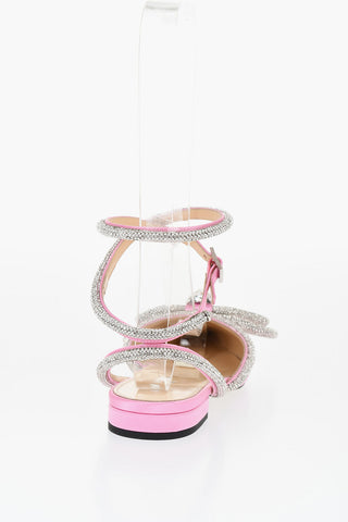 Sandali In Satin A Punta Stressa Con Strass