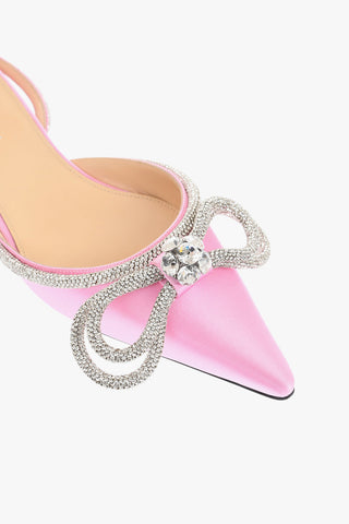 Sandali In Satin A Punta Stressa Con Strass