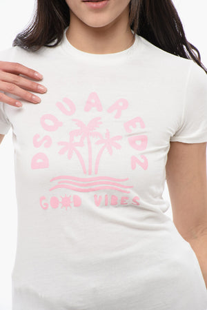 Crewneck T-Shirt GOOD VIBES with Print