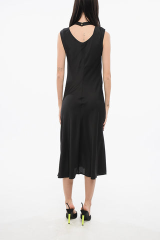 Satin Sleeveless Shirt Dress ACHELOO with Gold Buttons