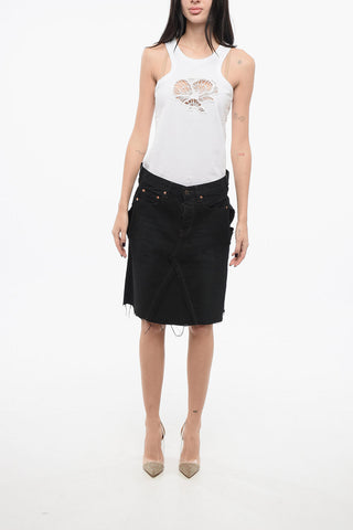 Minirock aus Denim mit Cut-outs