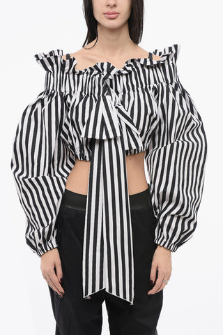 Top  Crop a Righe con Dettaglio Fiocco