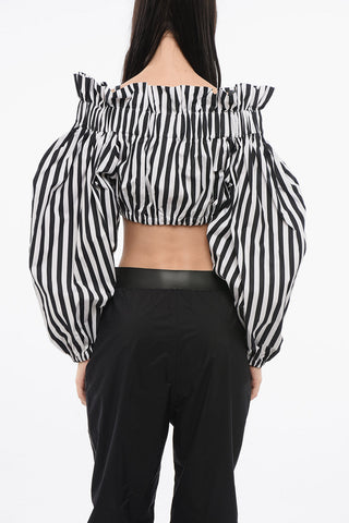 Top  Crop a Righe con Dettaglio Fiocco