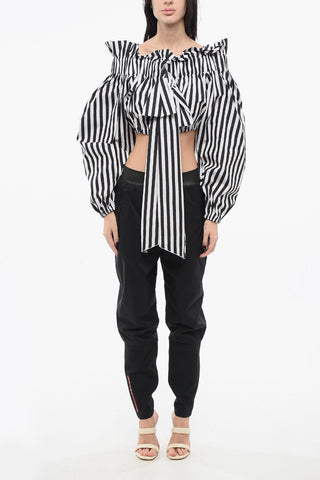 Top  Crop a Righe con Dettaglio Fiocco