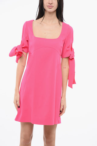 Flared Dress VERDICCHIO with Square Neckline and Bow on Sleeve