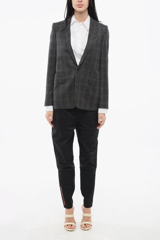 Blazer in Lana con Motivo a Quadri