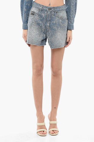 JEANS COUTURE Glittery Denim Shorts