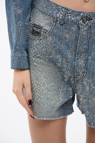 JEANS COUTURE Glittery Denim Shorts