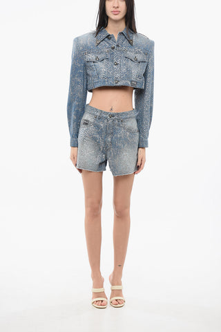 JEANS COUTURE Glittery Denim Shorts