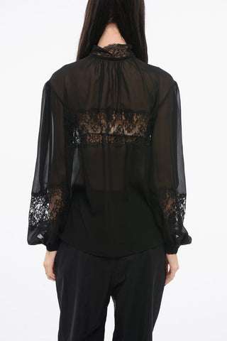 Top in Pizzo Georgette a Collo Alto