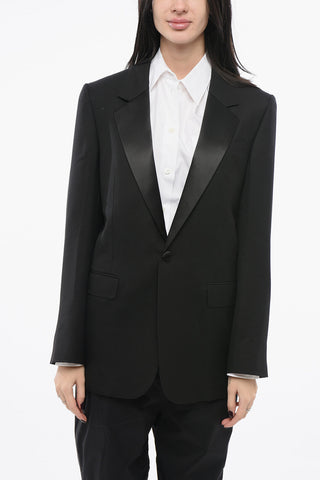 Blazer in Lana con Rever in Satin