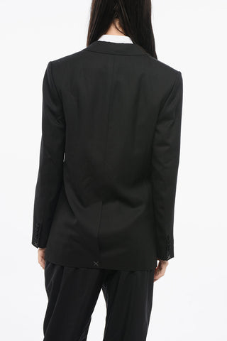 Blazer in Lana con Rever in Satin