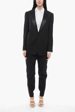 Blazer in Lana con Rever in Satin