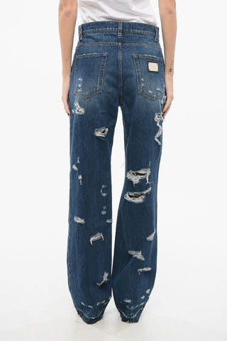 Jeans Distressed con Fondo Sfrangiato 23cm
