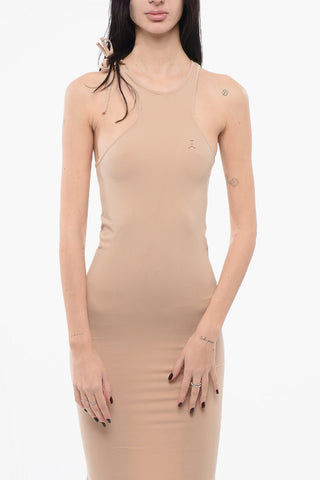 Vestito Midi a Tubino Attillato con Spacco Posteriore