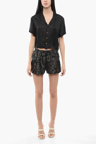 Baroque Silk Shorts with Lace