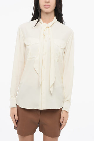 Silk-blended Shirt with Self-tie Detail