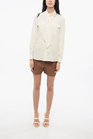 Silk-blended Shirt with Self-tie Detail