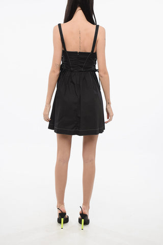 Cotton Poplin Flared Dress AMAZONIA with Lace-Up Details