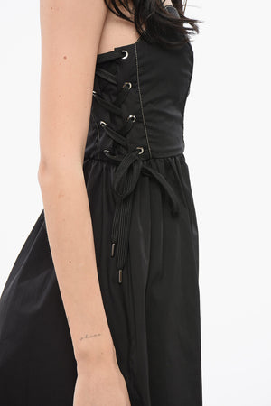 Vestito Svasato AMAZONIA in Popeline di Cotone con Dettagli Lace-Up