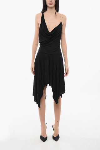Asymmetric Dress VITULANO with Open Back and Gold Chain