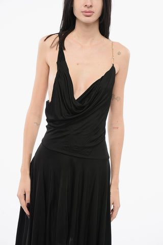 Asymmetric Dress VITULANO with Open Back and Gold Chain