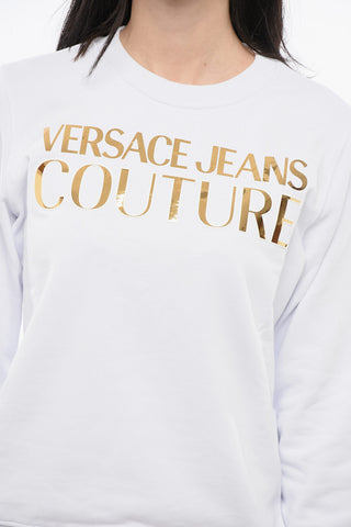 JEANS COUTURE Crew Neck MIRROR Sweatshirt with Lamè Logo
