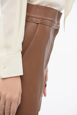 Hammered Leather Shorts with Pleats