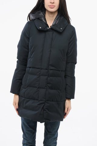 Solid Color Down Jacket with Removable Hood and Snap Buttons