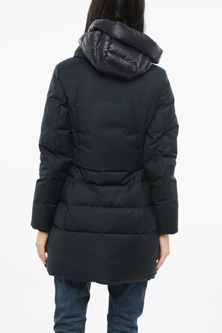 Solid Color Down Jacket with Removable Hood and Snap Buttons