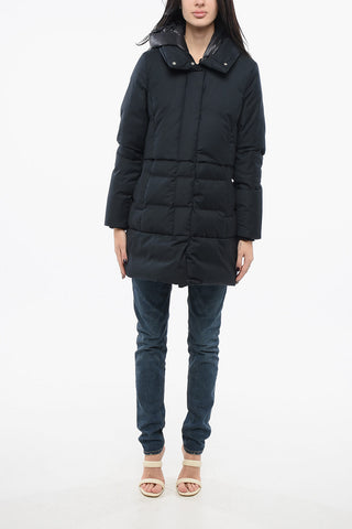 Solid Color Down Jacket with Removable Hood and Snap Buttons
