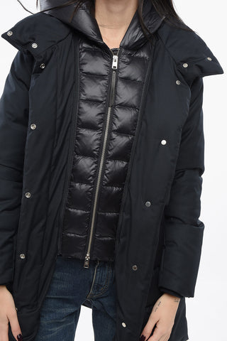 Solid Color Down Jacket with Removable Hood and Snap Buttons