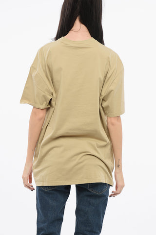 T-Shirt Girocollo in Cotone con Logo in Applicazione