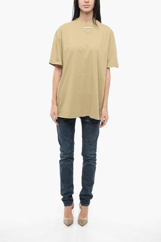 T-Shirt Girocollo in Cotone con Logo in Applicazione