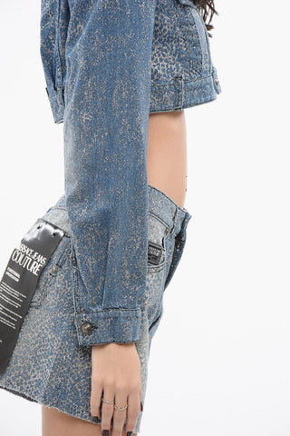 Giubbotto Crop in Denim con Glitter