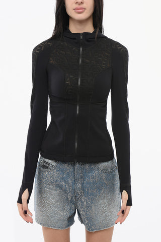 Tech Hoodie Top with Logo Motif