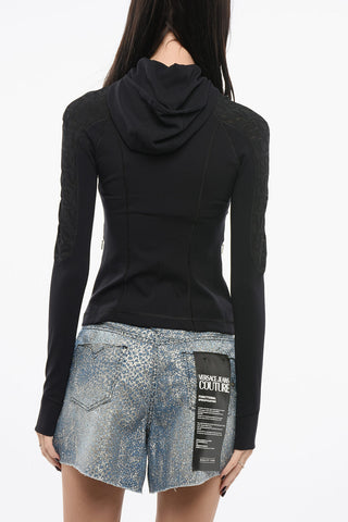 Tech Hoodie Top with Logo Motif