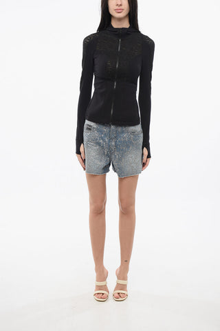 Tech Hoodie Top with Logo Motif