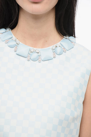 Blusa DUCHESSE con Motivo Gingham e Scollo Gioiello