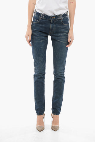 Skinny-Fit-Jeans mit 13 cm Nietenbesatz