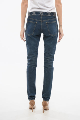 Skinny-Fit-Jeans mit 13 cm Nietenbesatz