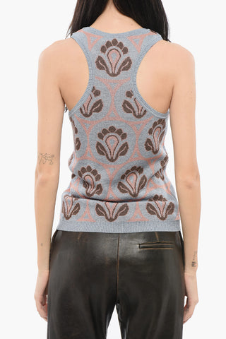 Canotta in Jacquard con Piume