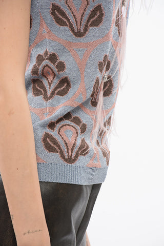 Canotta in Jacquard con Piume