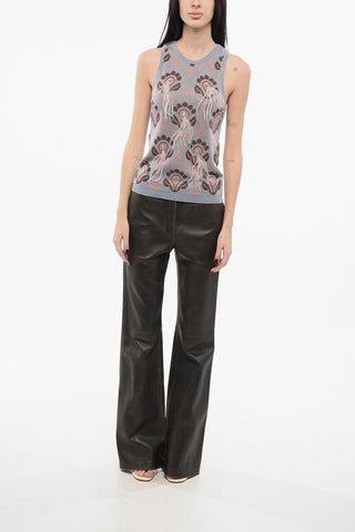 Canotta in Jacquard con Piume