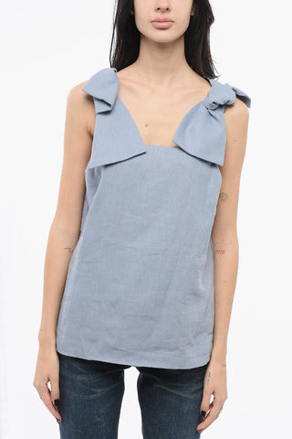 Linen Top with Bow Straps